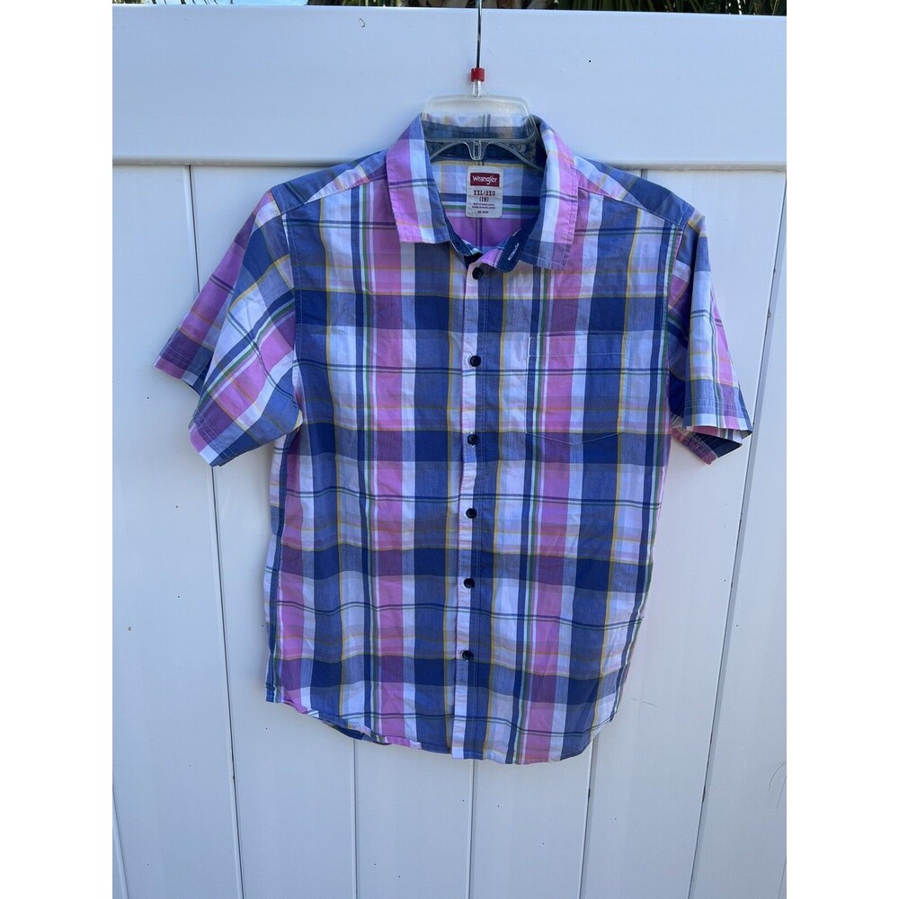 Wrangler Short Sleeve Plaid Button Down Multixolor Sz XXL 18